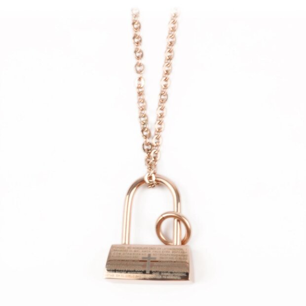Stainless steel necklace with lock pendant