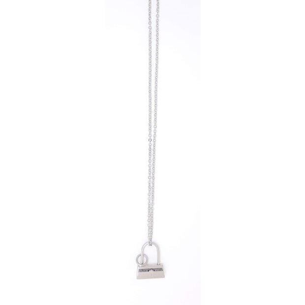 Stainless steel necklace with lock pendant silver
