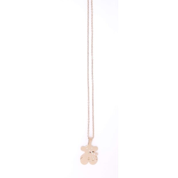 Stainless steel necklace with bear pendant with crystal stones rose gold