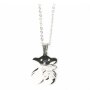 Stainless steel necklace with bear pendant with crystal stones silver