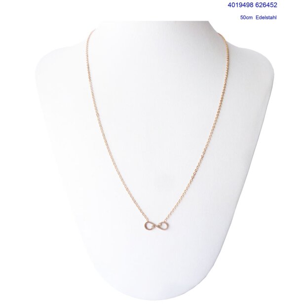 Stainless steel necklace with infinity symbol pendant rose gold