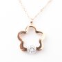 Necklace rose gold stainless steel, pendant, flower...