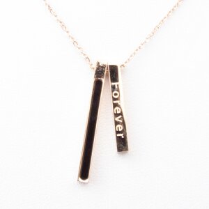 Necklace gold stainless steel discreet pendant engraved with forever