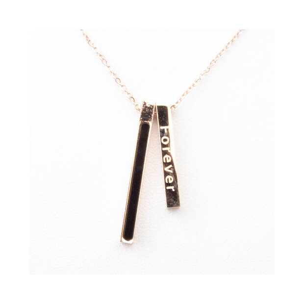 Necklace Rose Gold Stainless Steel Discreet Pendant Engraved With Forever