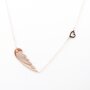 Necklace stainless steel wings and heart, filigree necklace rose gold
