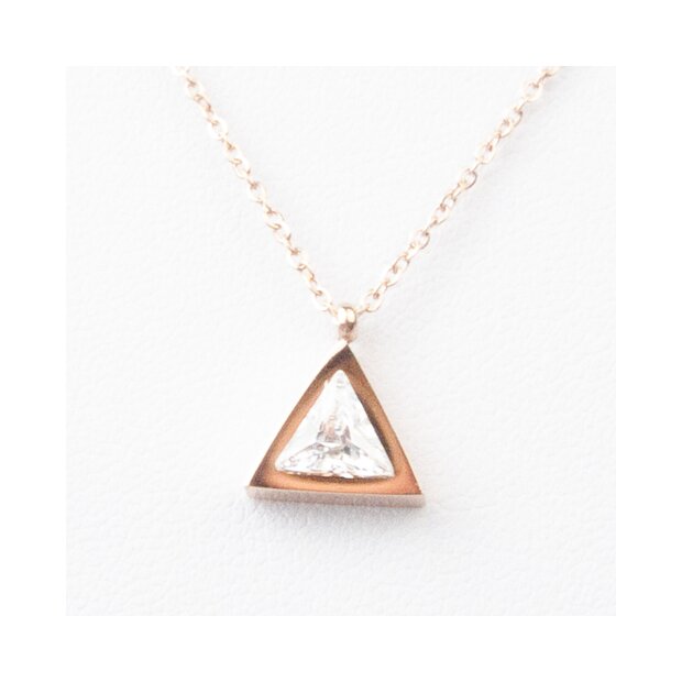 Stainless steel necklace with triangular pendant rose gold