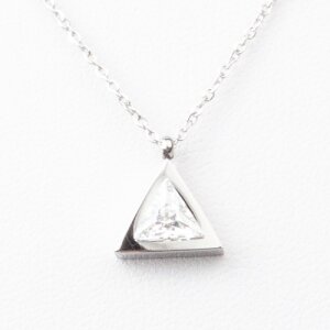 Stainless steel necklace with triangular pendant silver