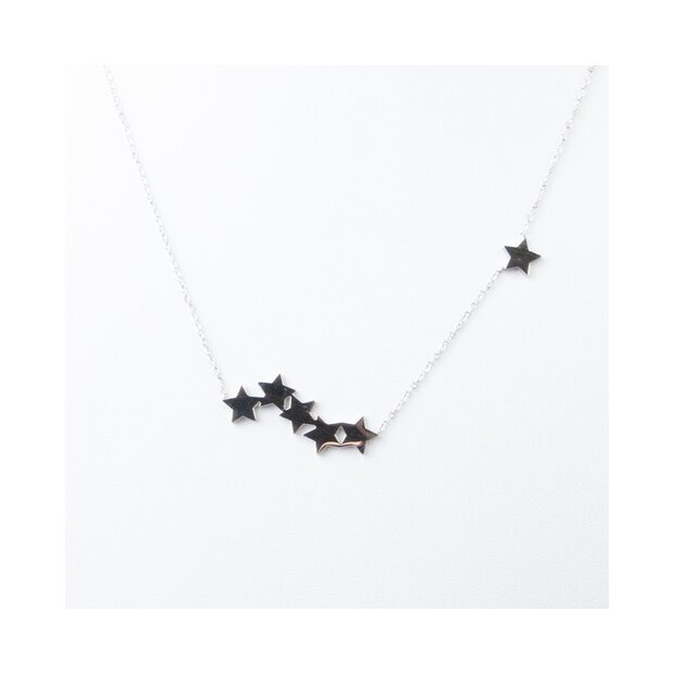 Stainless Steel Haskette with Stars Pendant in Silver