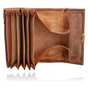 Waiters wallet made from real leather with 5 compartments for bank notes tan