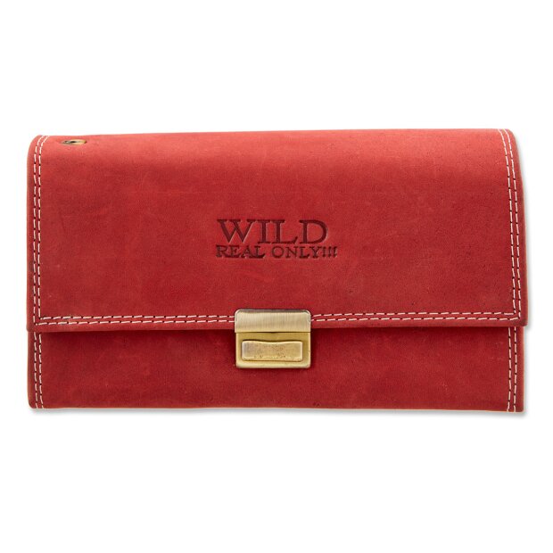 Waiters wallet made from real leather with 5 compartments for bank notes red
