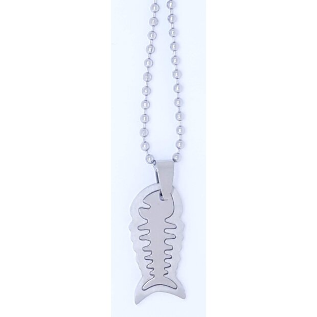 Stainless steel necklace with fish pendant, Tillberg design, unisex