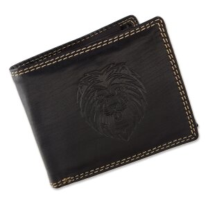 Wallet made from real leather with lion motif