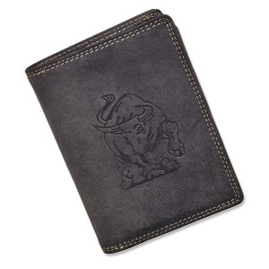 Real leather wallet with bull motiv in notebook format