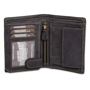 Real leather wallet with bull motiv in notebook format