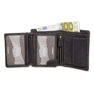 Tillberg Men real leather wallet with dolphin motif, black