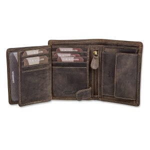 Wallet made from real leather with eagle motif black