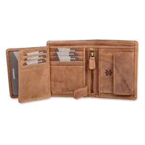 Real leather wallet with tractor motif in a portrait format