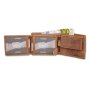 Real leather wallet with cowboy and horse motif, tan
