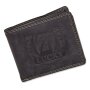 Real leather wallet with horseshoe-lucky 7-motif, black
