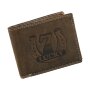Real leather wallet with horseshoe-lucky 7-motif, brown