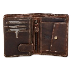 High quality wallet made from real leather with cowboy motif brown
