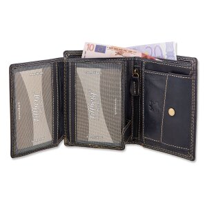 High quality wallet made from real leather with cowboy motif navy blue