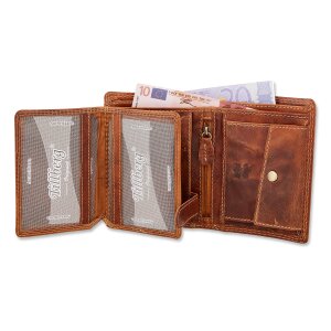 High quality wallet made from real leather with dolphin motif tan