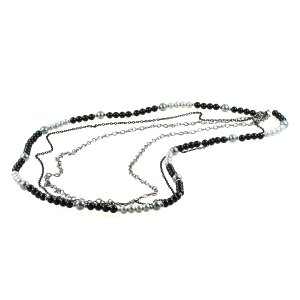 Beaded chain for ladies by Venture, with two anchor chains, available in different colors, adjustable closure, black, grey