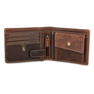 High quality wallet made from real leather with cowboy motif dark brown