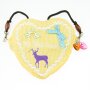 Edelweiss traditional bag, yellow, heart shape, deer