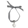 Edelweiss Trachten fabric bracelet, black, with heart pendant 085-03-10