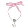 Edelweiss Trachten fabric bracelet, pink, with heart pendant 085-03-06