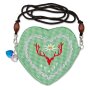 Edelweiss traditional costume bag, black, heart shape, sparrow, deer head