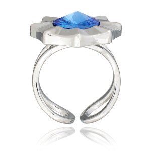 Ring mit Swarovski Stein in Sapphire 008-02-37