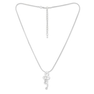 Ladies necklace with a curved pendant, with Swarovski stones, silver-plated, crystal 029-07-39