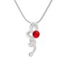 Womens necklace with a curved pendant, with Swarovski stones, silver-plated, red 029-07-43