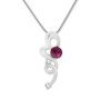 Ladies necklace with a curved pendant, with Swarovski stones, silver-plated, violet 029-07-44