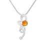 Ladies chain with a curved pendant, with Swarovski stones, silver-plated, topaz 029-07-41