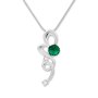 Womens necklace with a curved pendant, with Swarovski stones, silver-plated, emerald green n 029-07-42