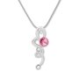 Womens necklace with a curved pendant, with Swarovski stones, silverplated, pink 029-07-38