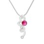 Ladies necklace with a curved pendant, with Swarovski stones, silver-plated, fuchsia 029-07-35