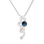 Womens necklace with a curved pendant, with Swarovski stones, silver-plated, midnight blue 029-07-36