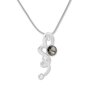 Womens necklace with a curved pendant, with Swarovski stones, silver-plated, anthracite gray 029-07-45