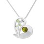 Womens necklace, Tillberg, pendant with Swarovski stones, heart, silver-plated, olive