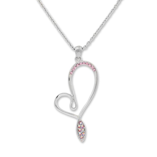 Playful womens necklace, Tillberg, with many Swarovski stones, heart, pink