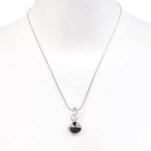 Tillberg Damenkette mit Anh&auml;nger mit Swarovski Steinen,versilbert, rhodiniert,Kristall+schwarz