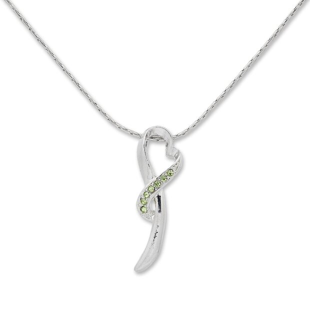 Stylish Tillberg chain with Swarovski stones and heart pendant, Peridot 029-07-22