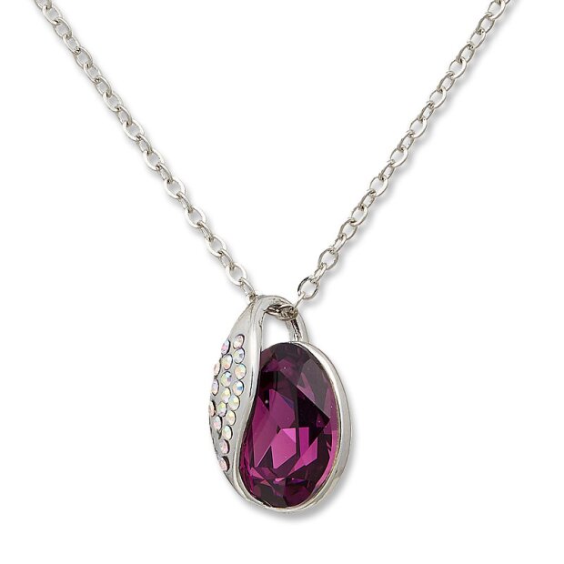 Fashionable Tillberg necklace, with Swarovski stones, rhodium-plated, amethyst 029-02-37