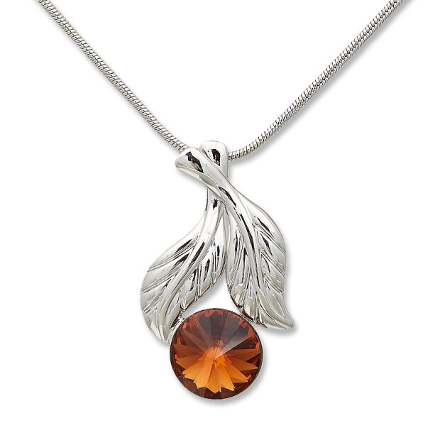 Tillberg ladies necklace with leaves and Swarovski stone 42 cm 029-03-05