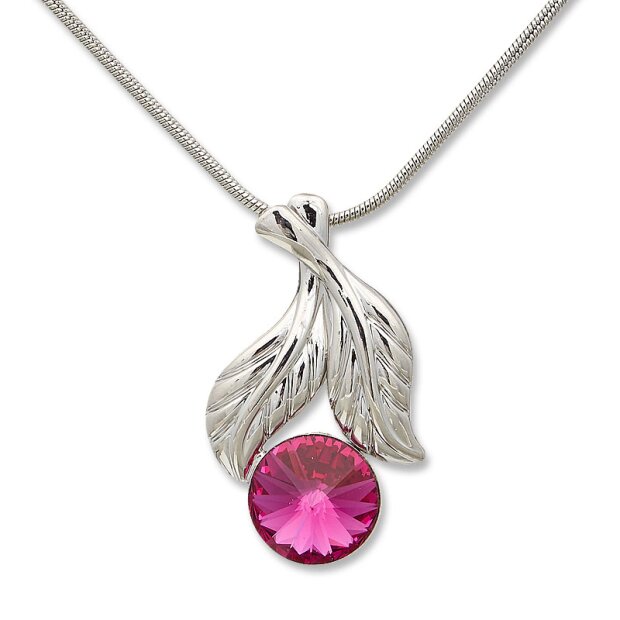 Tillberg ladies necklace with leaves and Swarovski stone 42 cm 029-03-07